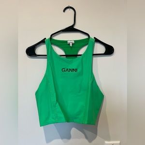 GANNI SSENSE Exclusive Green Sport Top, Size Small